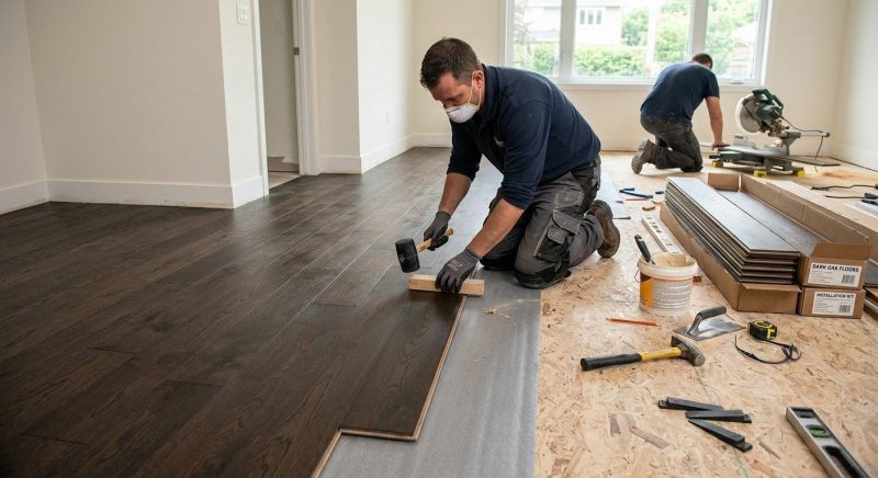 Dark Wood Floor Installation in West Lafayette, IN