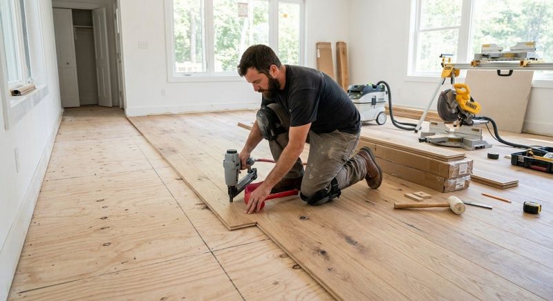 White Oak Floor Installation in West Lafayette, IN